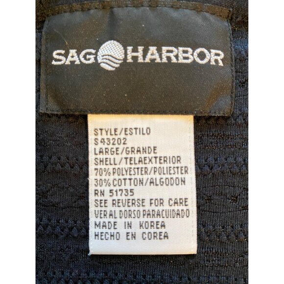 Sag Harbor Womens L Top Black on Black Textured Striped Short Sleeve Y2K Casual - Picture 3 of 9